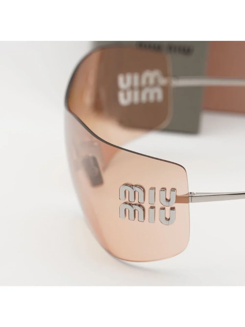 Miu Miu MUB53S 1BC80Y Shield Sunglasses – Silver / Orange